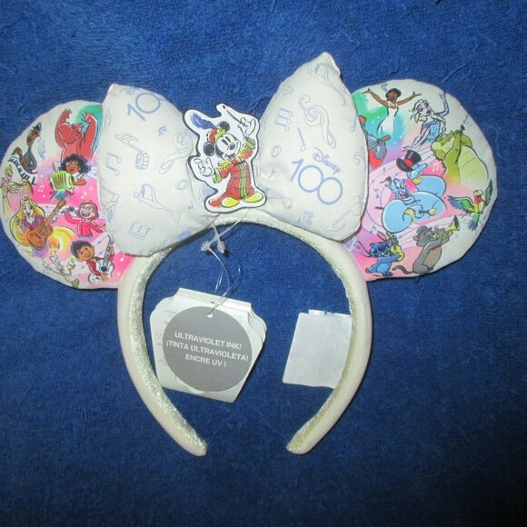Disney 100 Years of Wonder Characters UV Minnie Mouse Bow Ears Headband - Picture 1 of 3